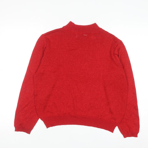 Baxter Wells Women’s Red Mock Neck Petite M Metallic Knit Jumper