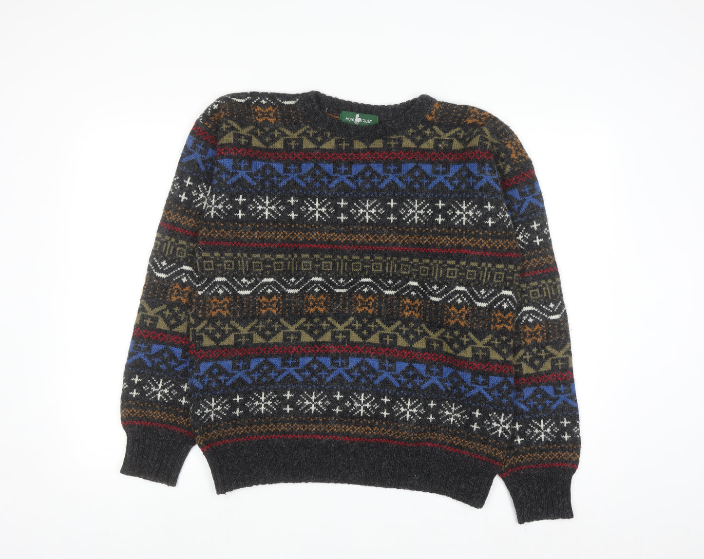 Hunt Club Men's Multicoloured Fair Isle Wool Blend Crew Neck Jumper L