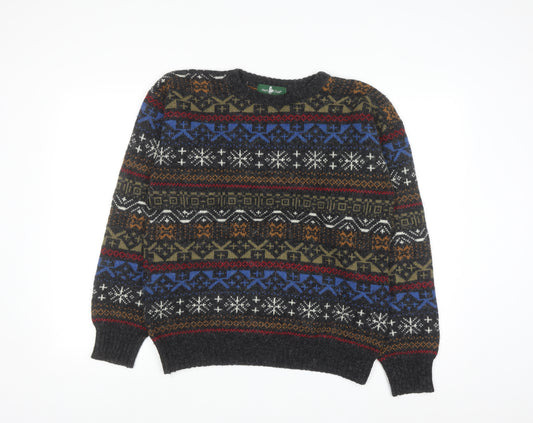 Hunt Club Men's Multicoloured Fair Isle Wool Blend Crew Neck Jumper L