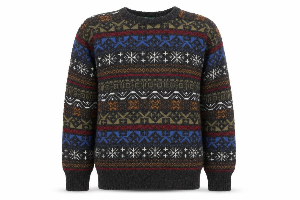 Hunt Club Men's Multicoloured Fair Isle Wool Blend Crew Neck Jumper L
