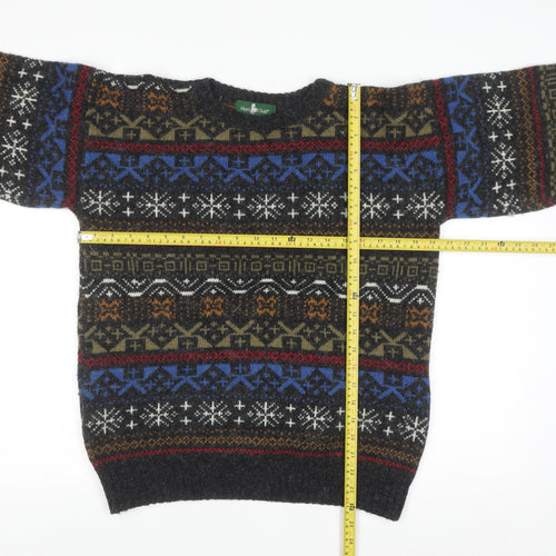 Hunt Club Men's Multicoloured Fair Isle Wool Blend Crew Neck Jumper L