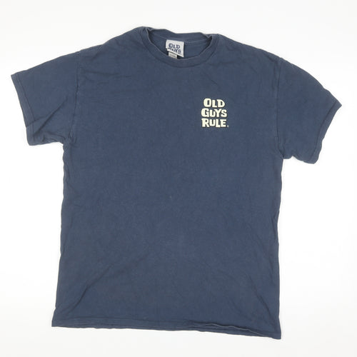 Old Guys Rule Mens Blue Graphic Cotton T-Shirt Size M Funny Dog Print