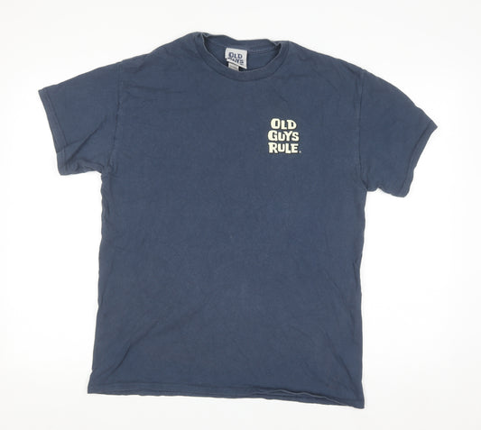 Old Guys Rule Mens Blue Graphic Cotton T-Shirt Size M Funny Dog Print