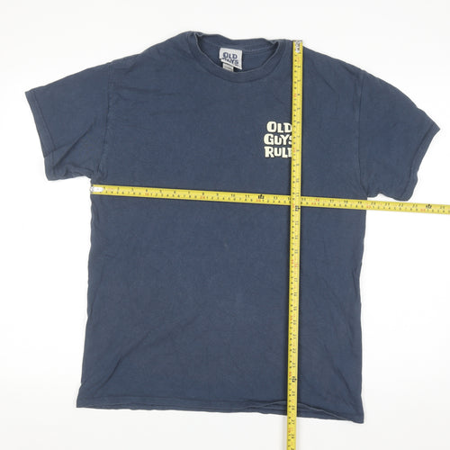 Old Guys Rule Mens Blue Graphic Cotton T-Shirt Size M Funny Dog Print