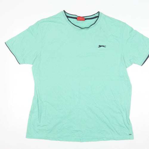 Slazenger Men's Green L Crew Neck Cotton Short Sleeve T-Shirt