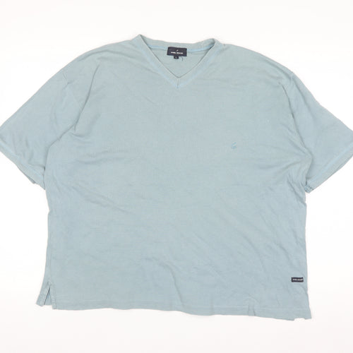 Daniel Hechter Men's Blue Cotton V-Neck T-Shirt Size L