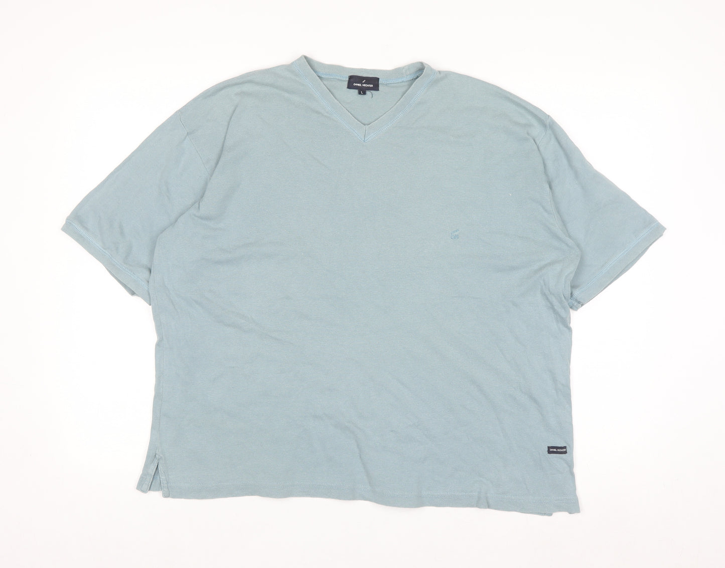 Daniel Hechter Men's Blue Cotton V-Neck T-Shirt Size L