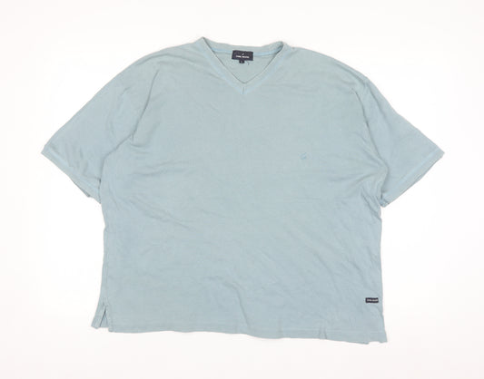 Daniel Hechter Men's Blue Cotton V-Neck T-Shirt Size L