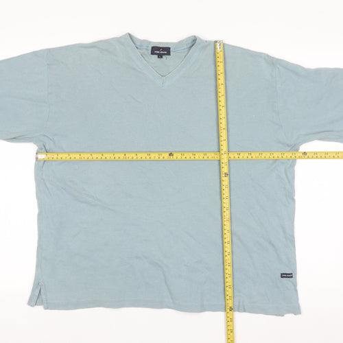 Daniel Hechter Men's Blue Cotton V-Neck T-Shirt Size L