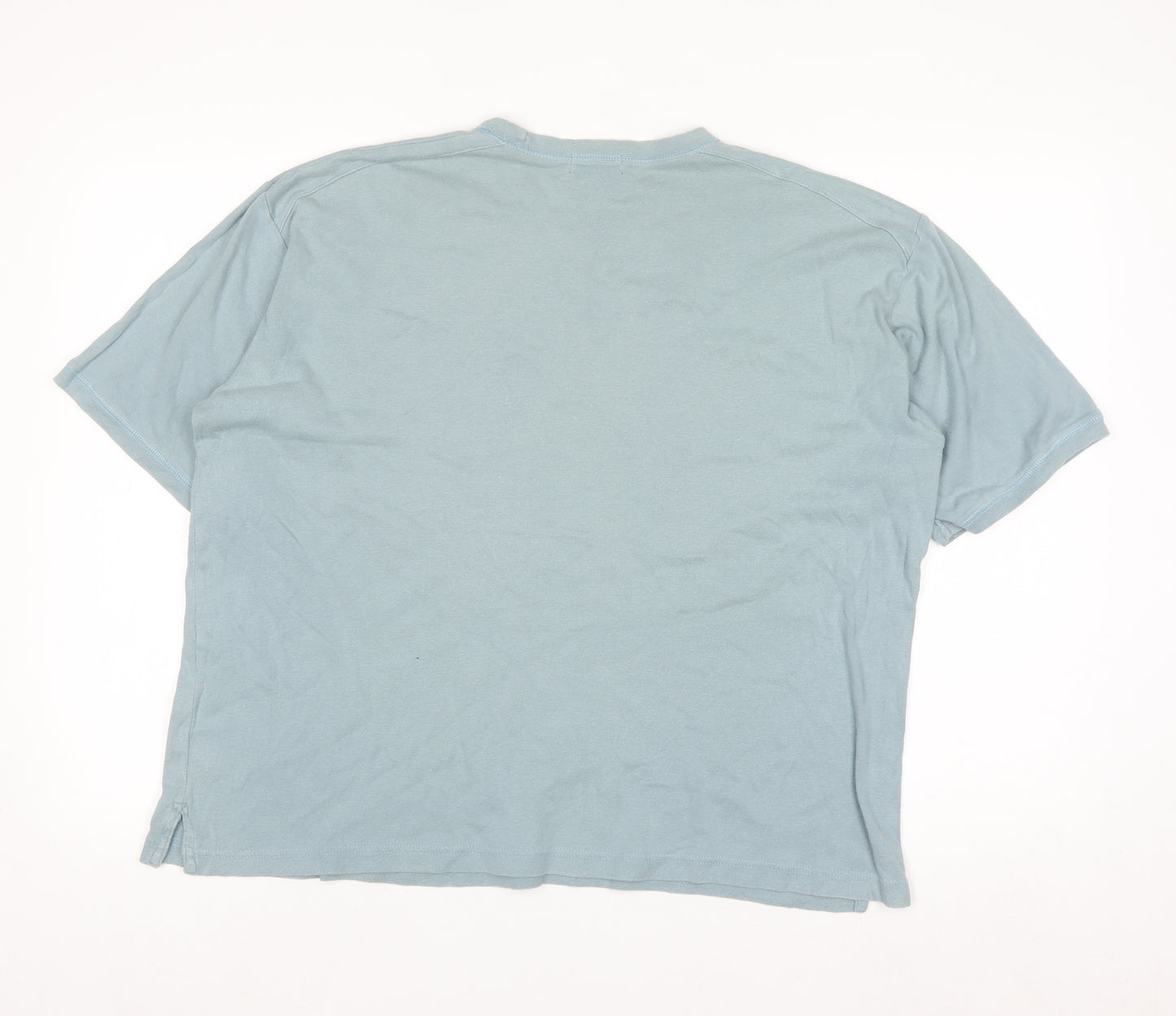 Daniel Hechter Men's Blue Cotton V-Neck T-Shirt Size L
