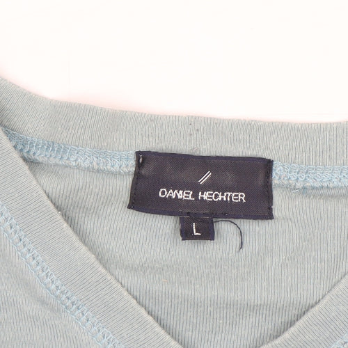 Daniel Hechter Men's Blue Cotton V-Neck T-Shirt Size L