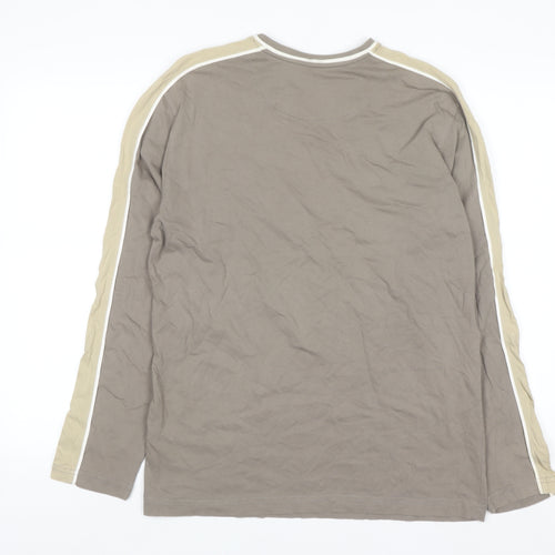 Maine New England Men's Small Beige Long Sleeve V-Neck Cotton Top