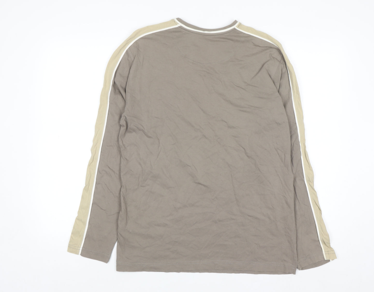 Maine New England Men's Small Beige Long Sleeve V-Neck Cotton Top