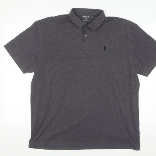 Next Men's Grey Regular Fit Polo Shirt Size XL Cotton Blend