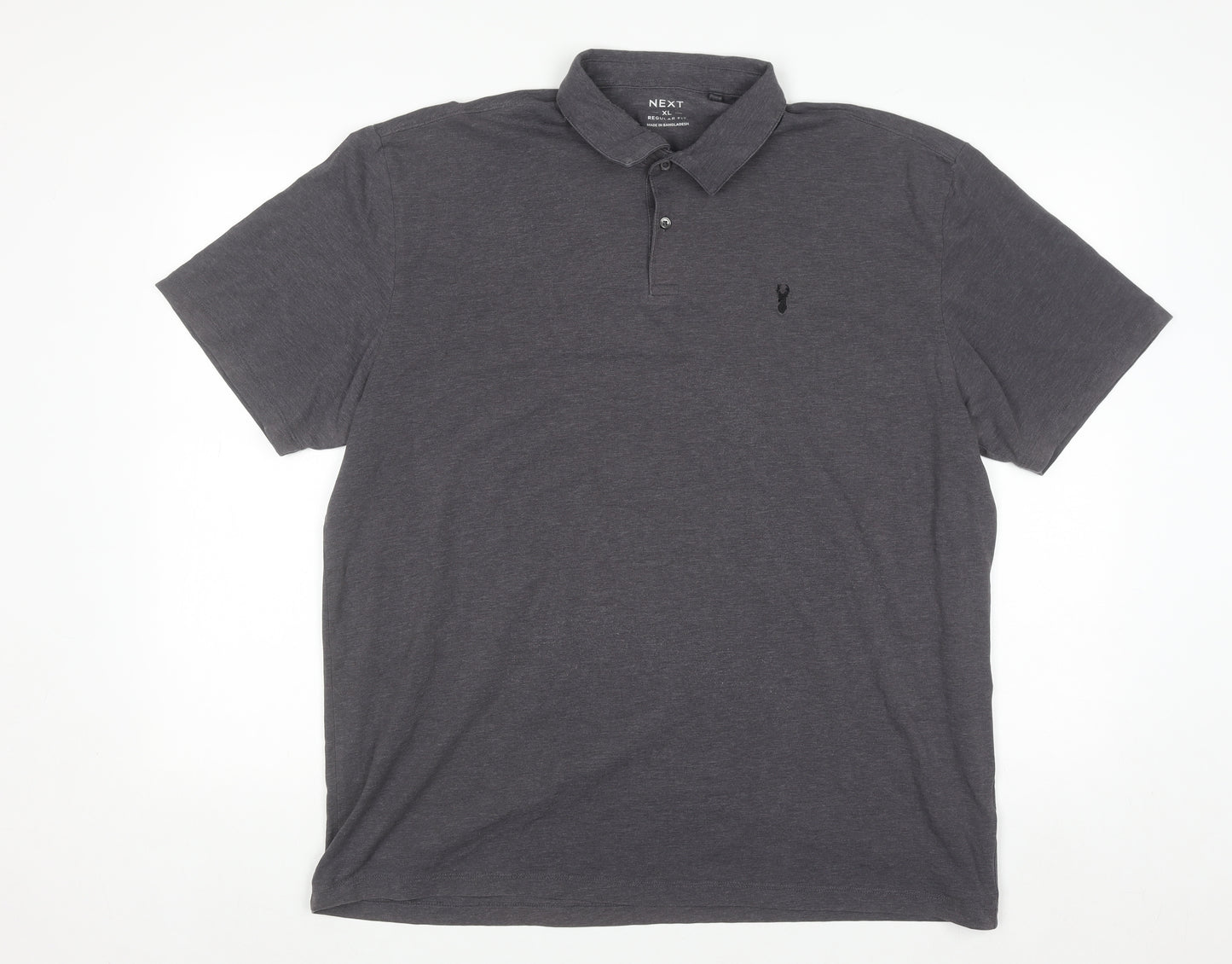 Next Men's Grey Regular Fit Polo Shirt Size XL Cotton Blend