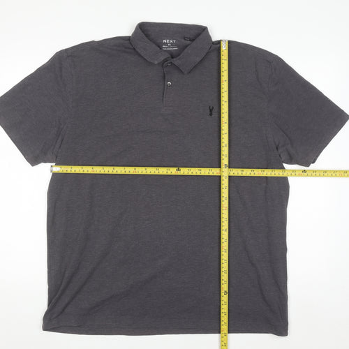 Next Men's Grey Regular Fit Polo Shirt Size XL Cotton Blend