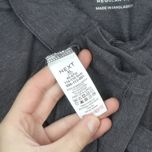 Next Men's Grey Regular Fit Polo Shirt Size XL Cotton Blend