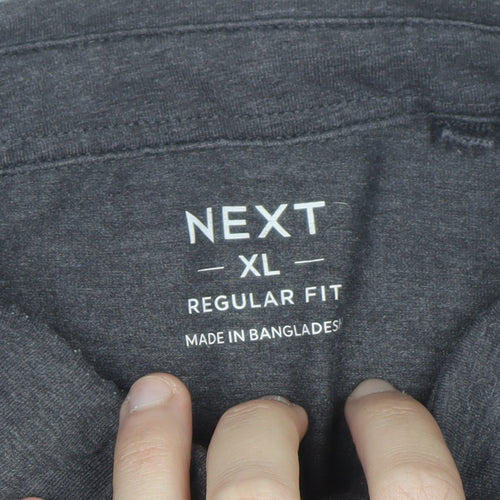 Next Men's Grey Regular Fit Polo Shirt Size XL Cotton Blend