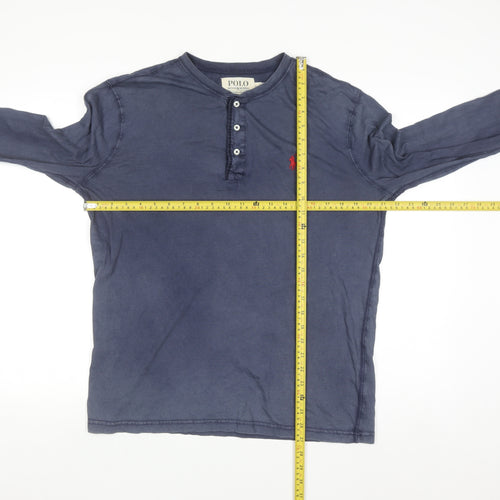 Ralph Lauren Men's Blue Cotton Long Sleeve Henley Shirt M