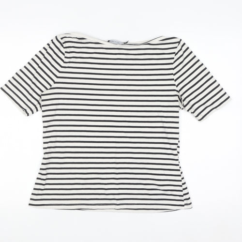 Karen Millen Women’s Black White Striped Cotton Basic T-Shirt Size 14