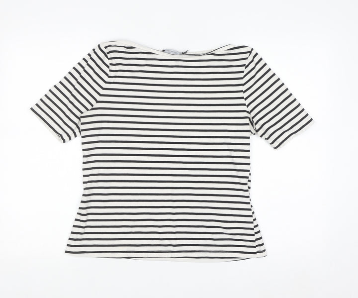 Karen Millen Women’s Black White Striped Cotton Basic T-Shirt Size 14