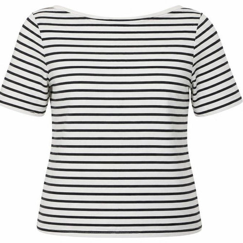 Karen Millen Women’s Black White Striped Cotton Basic T-Shirt Size 14