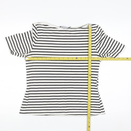 Karen Millen Women’s Black White Striped Cotton Basic T-Shirt Size 14