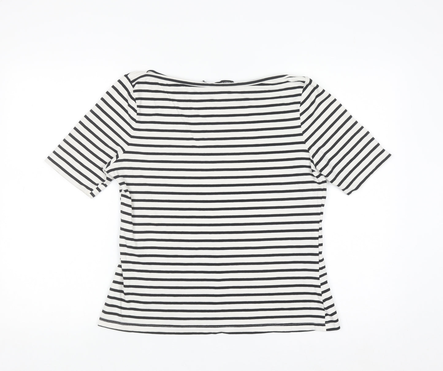 Karen Millen Women’s Black White Striped Cotton Basic T-Shirt Size 14
