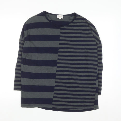 EAST Women's Blue Striped Cotton Long Sleeve T-Shirt Size S
