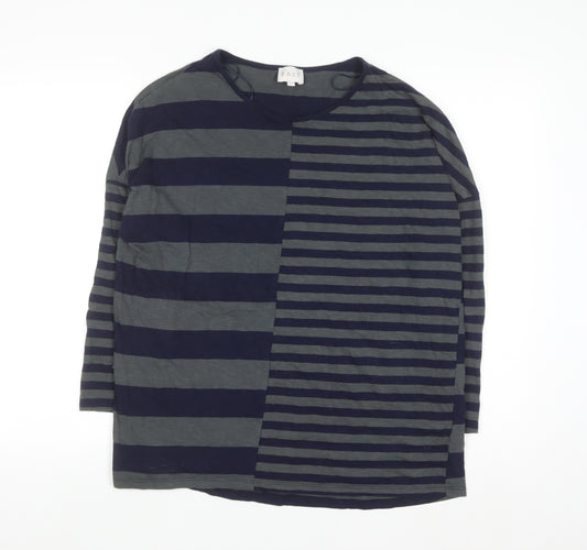 EAST Women's Blue Striped Cotton Long Sleeve T-Shirt Size S