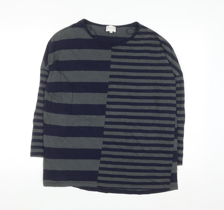 EAST Women's Blue Striped Cotton Long Sleeve T-Shirt Size S