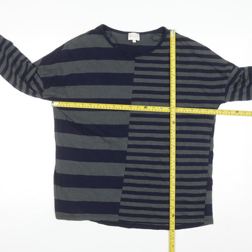 EAST Women's Blue Striped Cotton Long Sleeve T-Shirt Size S