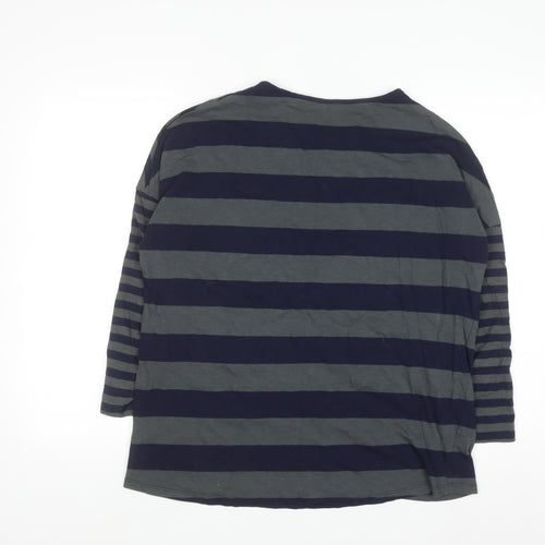 EAST Women's Blue Striped Cotton Long Sleeve T-Shirt Size S