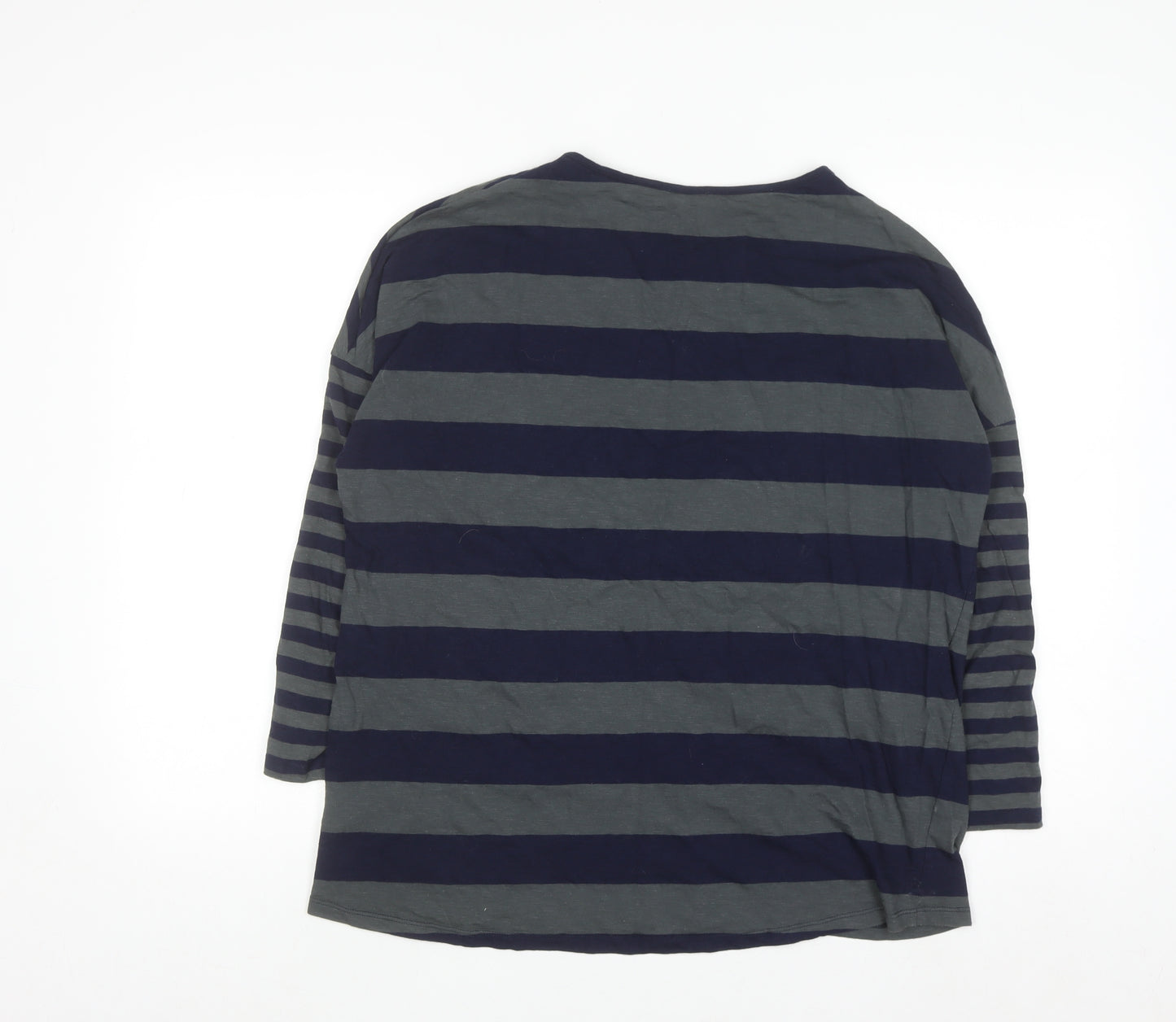 EAST Women's Blue Striped Cotton Long Sleeve T-Shirt Size S