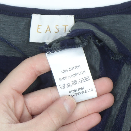 EAST Women's Blue Striped Cotton Long Sleeve T-Shirt Size S