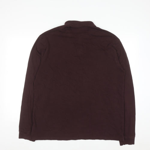 Next Men’s Brown Long Sleeve Regular Fit Polo Shirt XL Cotton