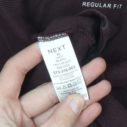 Next Men’s Brown Long Sleeve Regular Fit Polo Shirt XL Cotton