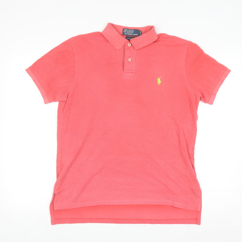 Polo Ralph Lauren Men's Pink Custom Fit Cotton Polo Shirt M