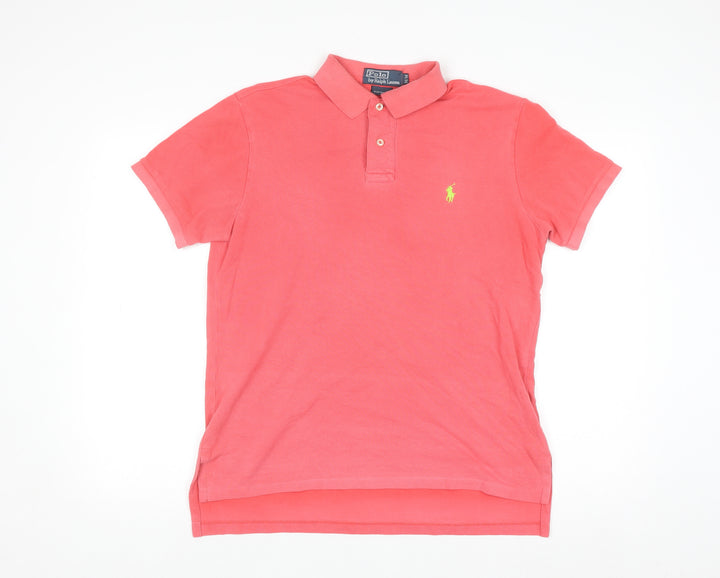 Polo Ralph Lauren Men's Pink Custom Fit Cotton Polo Shirt M