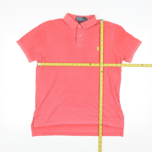 Polo Ralph Lauren Men's Pink Custom Fit Cotton Polo Shirt M