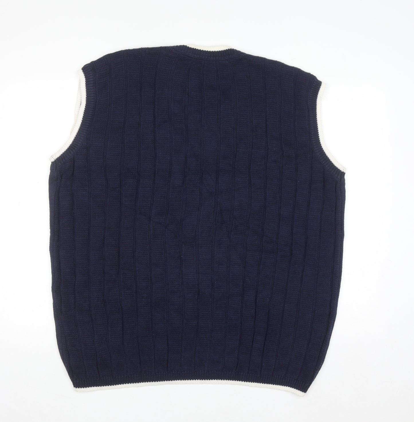 FUBU Men's Blue Cable-Knit Sleeveless V-Neck Vest XL