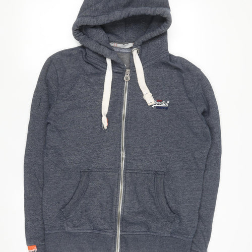Superdry Men’s Blue Full Zip Hoodie L Fleece Cotton Blend