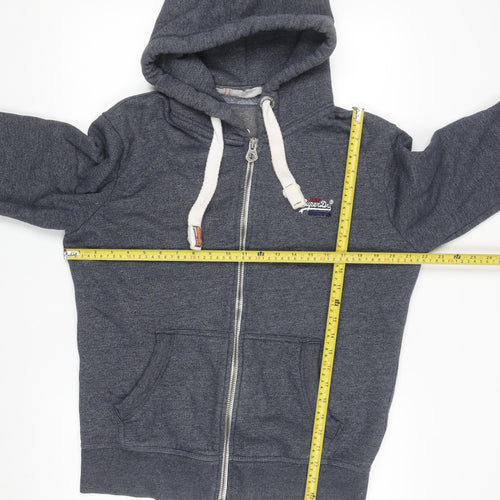 Superdry Men’s Blue Full Zip Hoodie L Fleece Cotton Blend