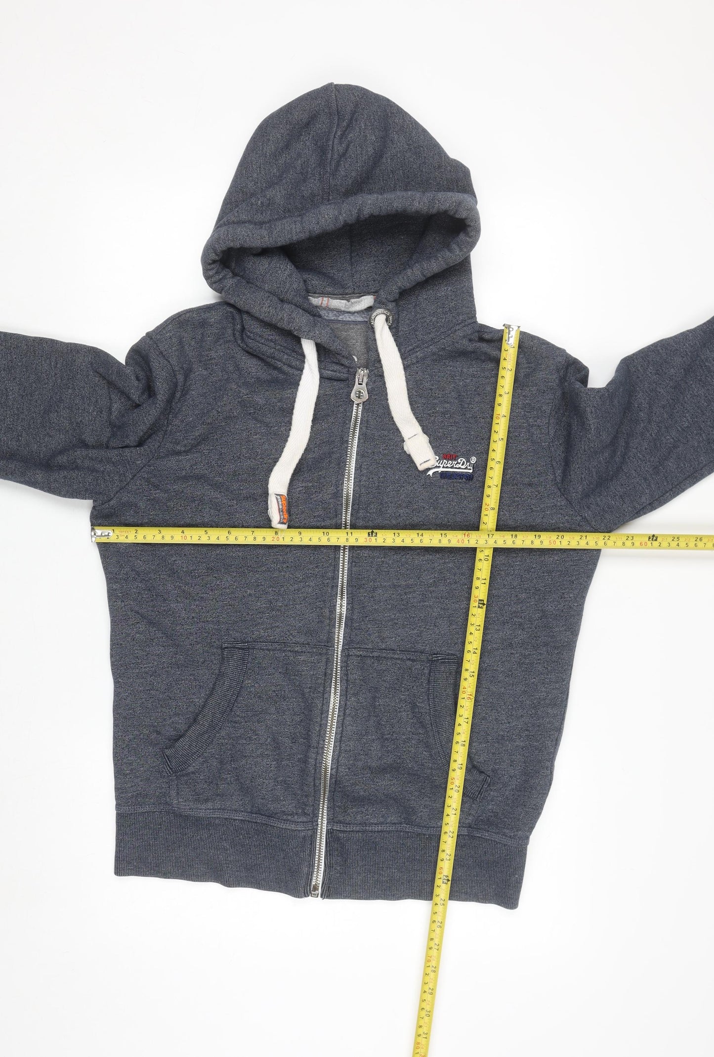 Superdry Men’s Blue Full Zip Hoodie L Fleece Cotton Blend
