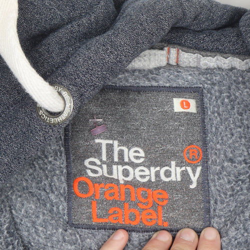 Superdry Men’s Blue Full Zip Hoodie L Fleece Cotton Blend