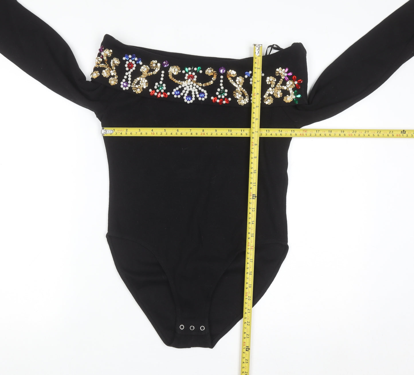 CX & CO Women's Black Off Shoulder Beaded Bodysuit Size 8