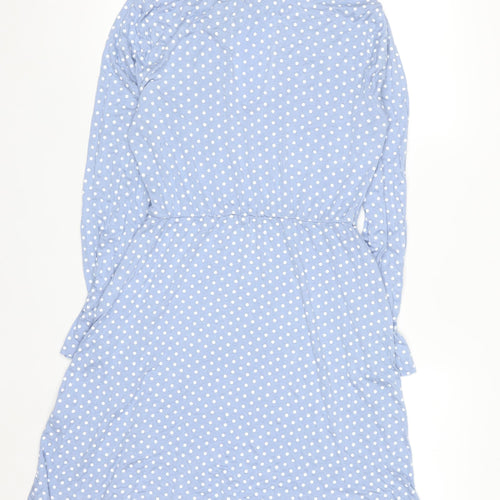 Boohoo Women’s Blue Polka Dot Long Sleeve A-Line Dress Size 14