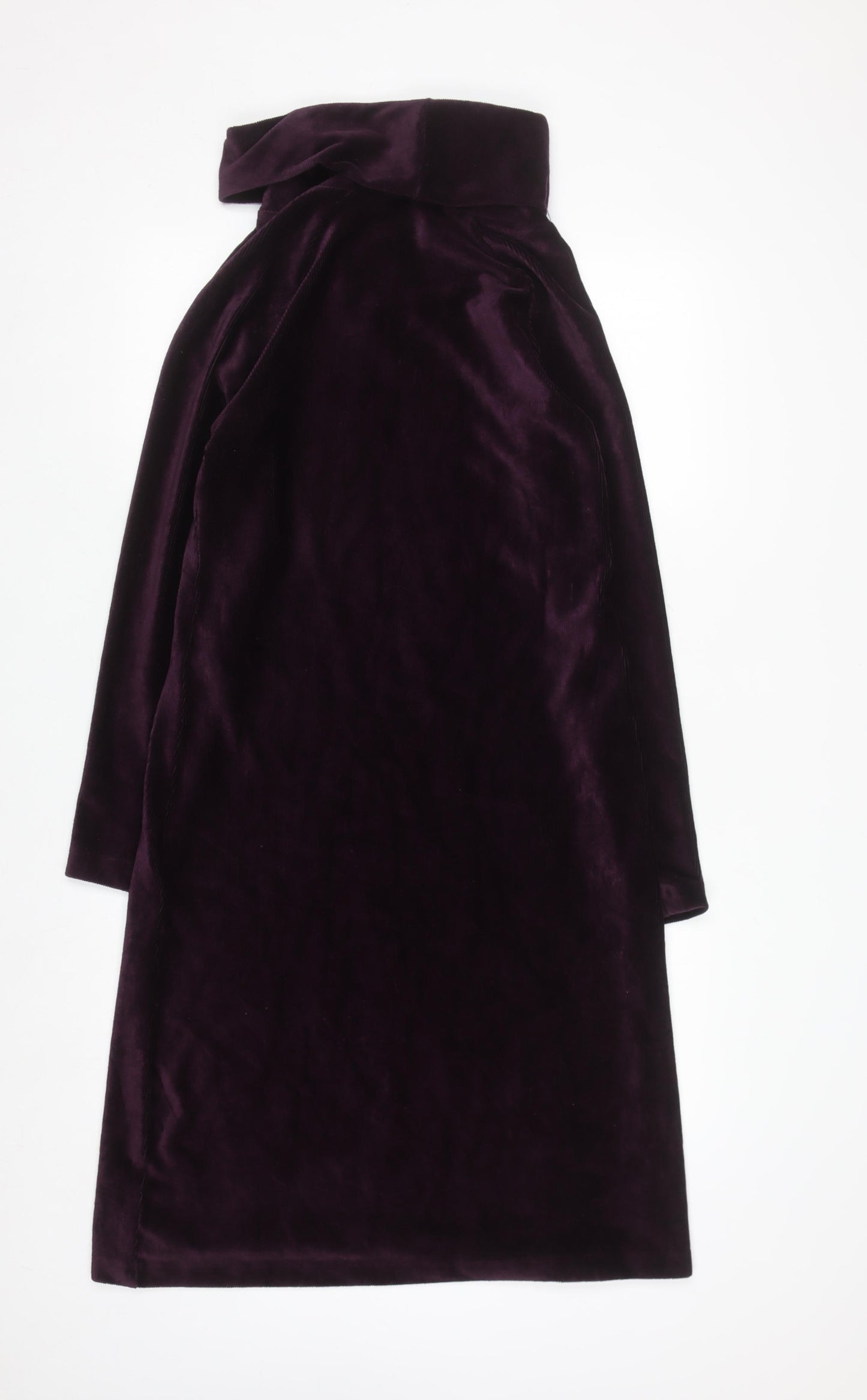 Women's Dark Plum Velour Roll Neck Shift Dress Size 12