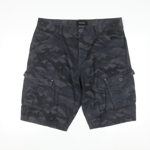 Firetrap Men's Black Camouflage Cargo Shorts 2XL Cotton