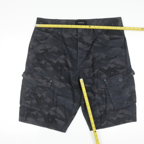 Firetrap Men's Black Camouflage Cargo Shorts 2XL Cotton